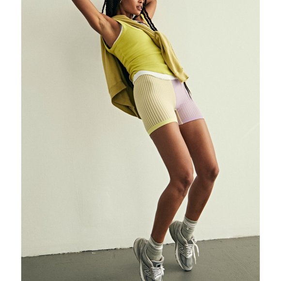 🎉LAST CHANCE🎉 NWT FP Movement Stripe Mixing Short / Yellow + Purple Combo - Picture 2 of 5